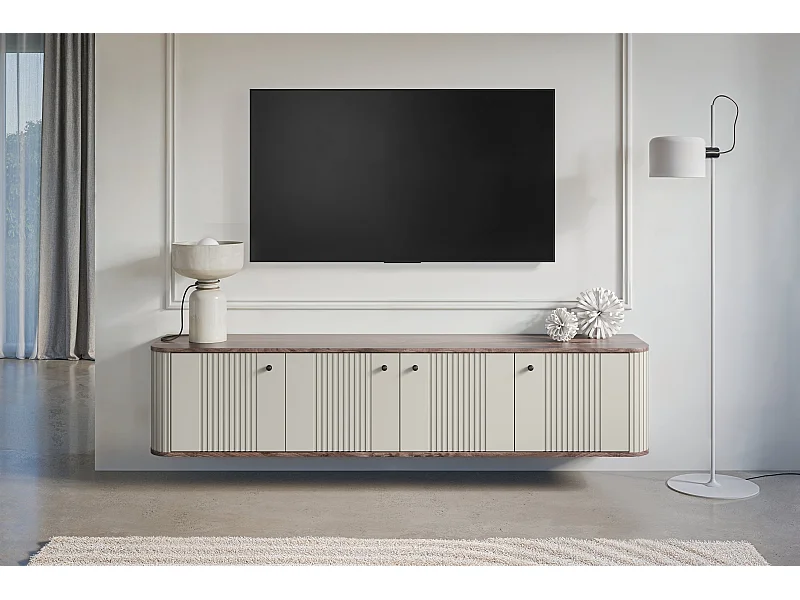 Mueble TV suspendido 4 puertas 187x36 cm