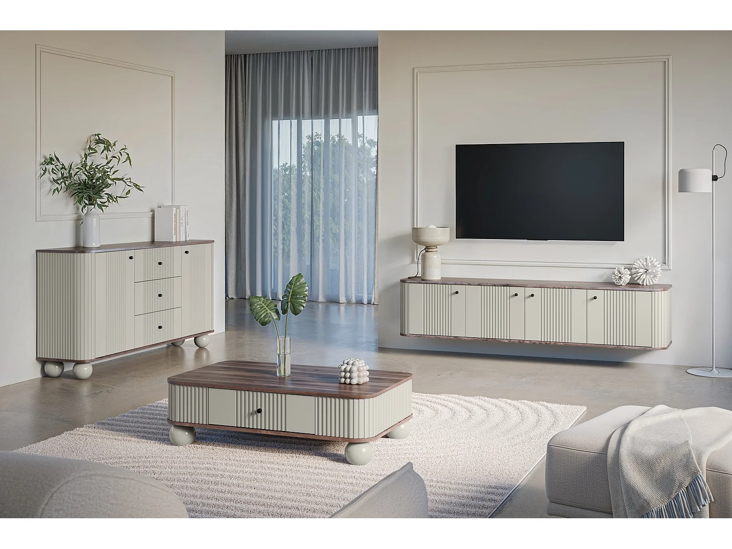 Mobile TV 4 ante sospeso 187x36 cm