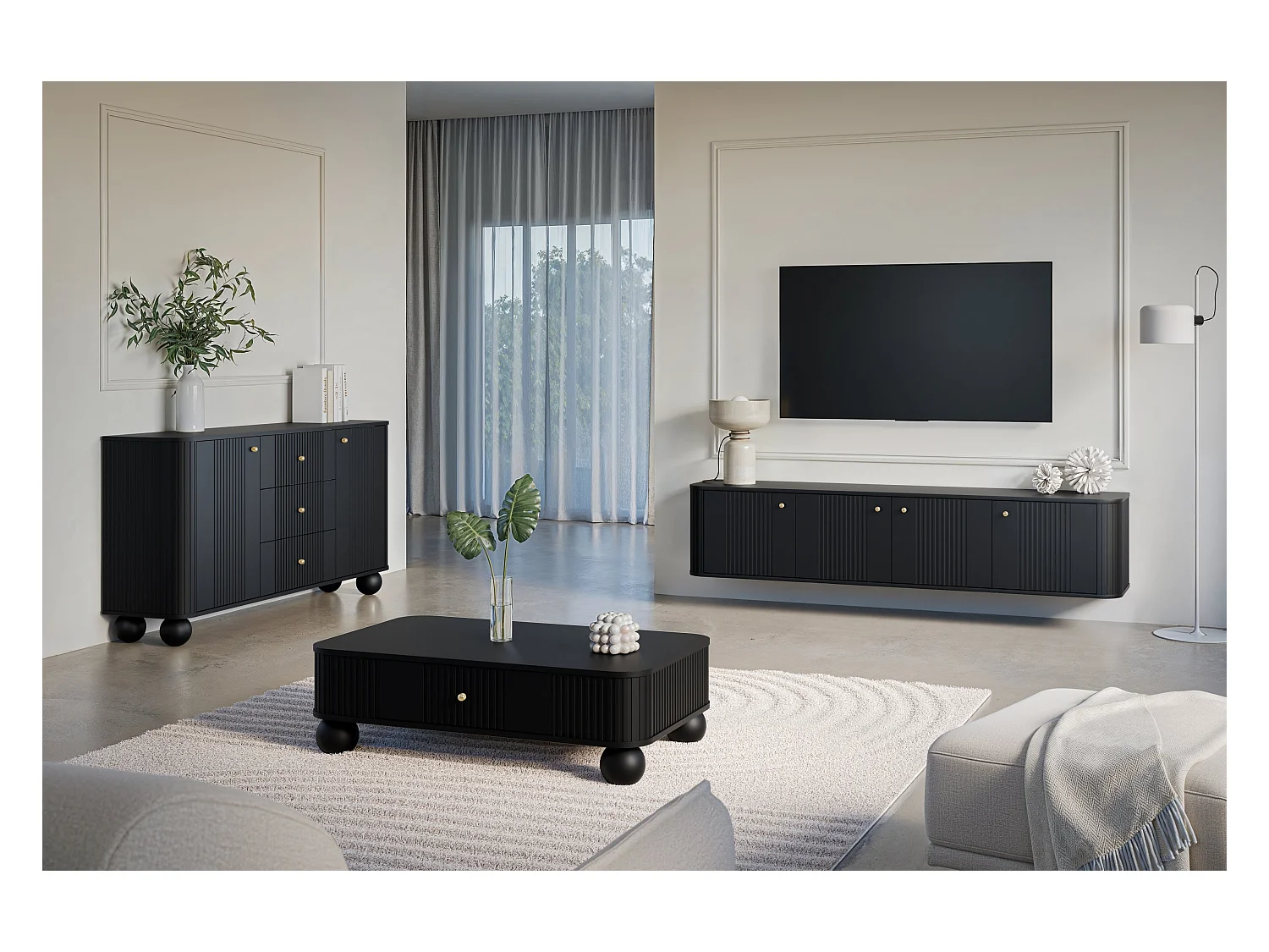 4-türiger TV-Hängeschrank 187x36 cm