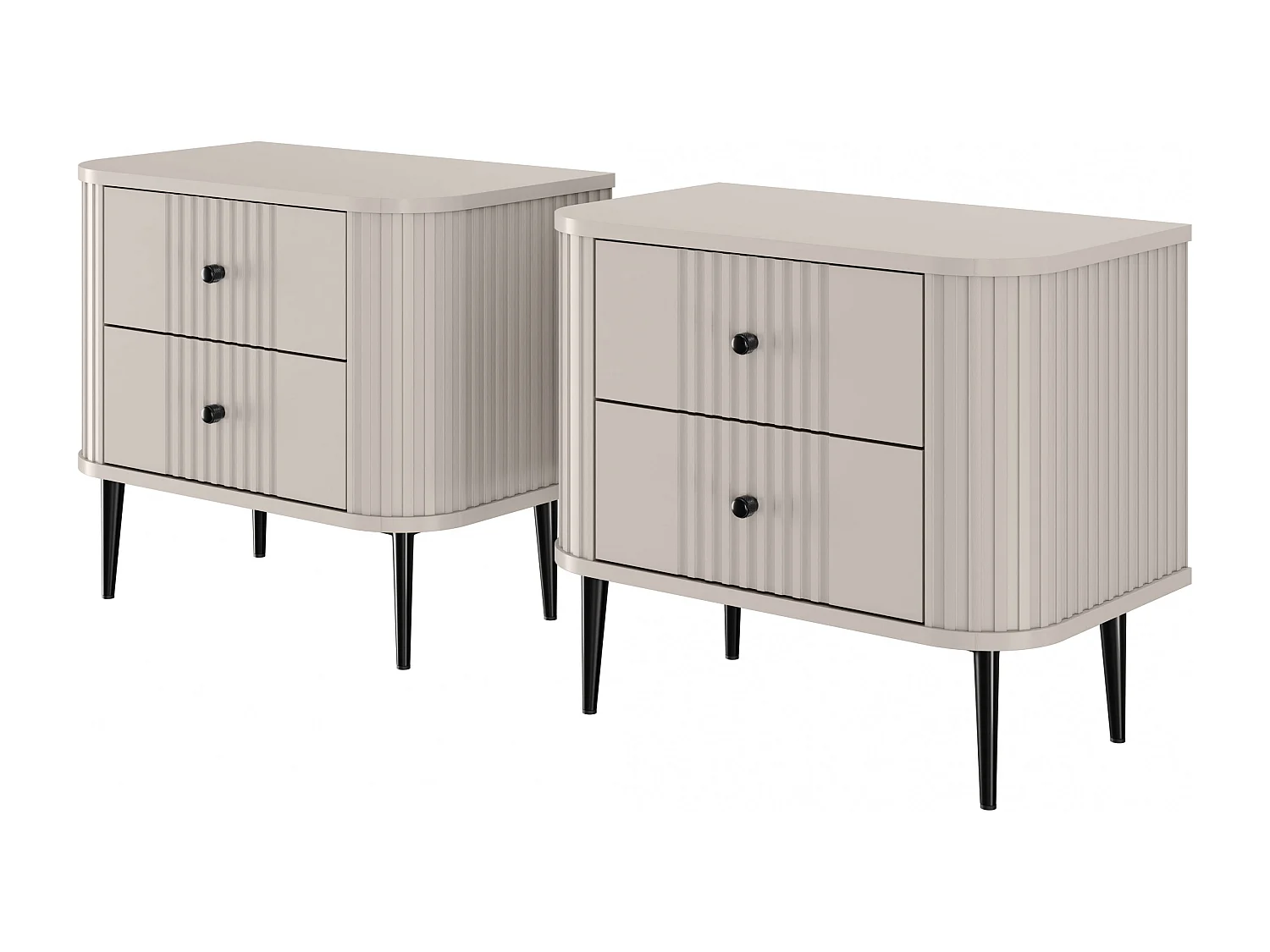 Set mit 2 Nachttischen, 2 Schubladen, 58 x 51 cm