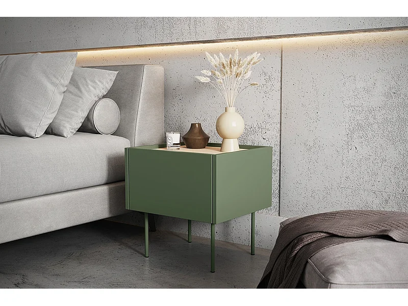 Nachttisch mit 1 Schublade und Metallfuß 45x45 cm