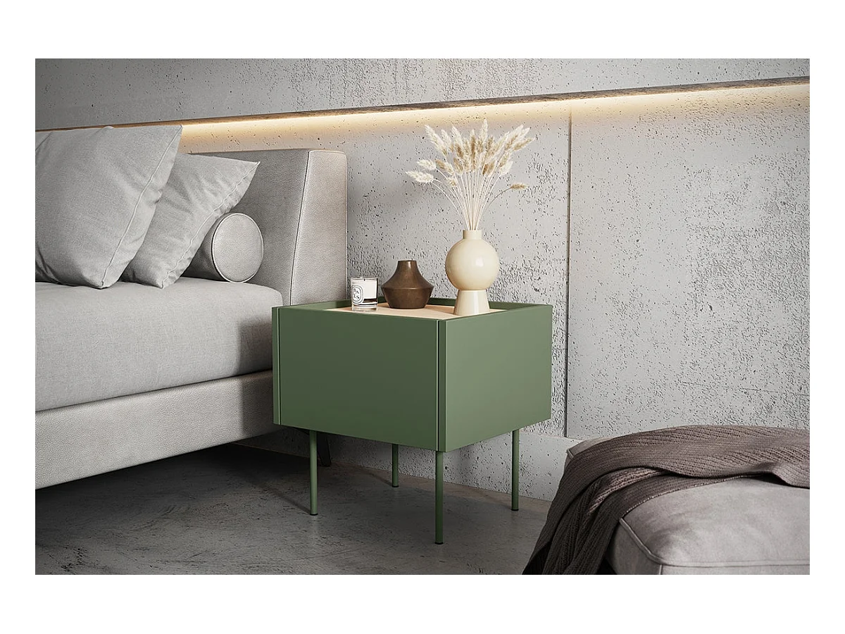 Nachttisch mit 1 Schublade und Metallfuß 45x45 cm