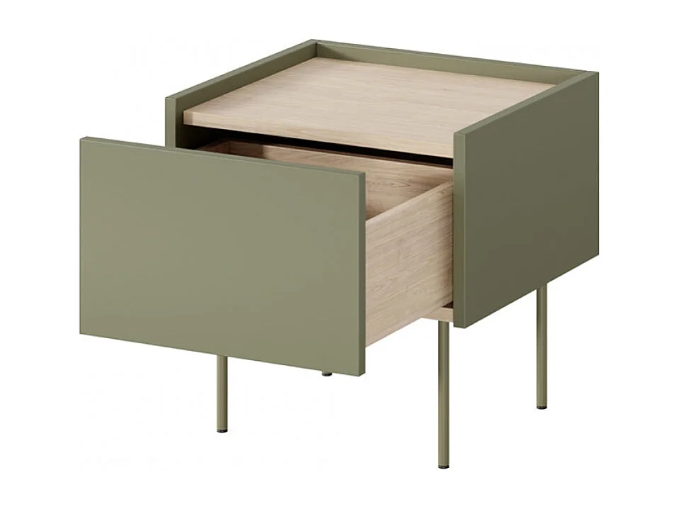 Nachttisch mit 1 Schublade und Metallfuß 45x45 cm