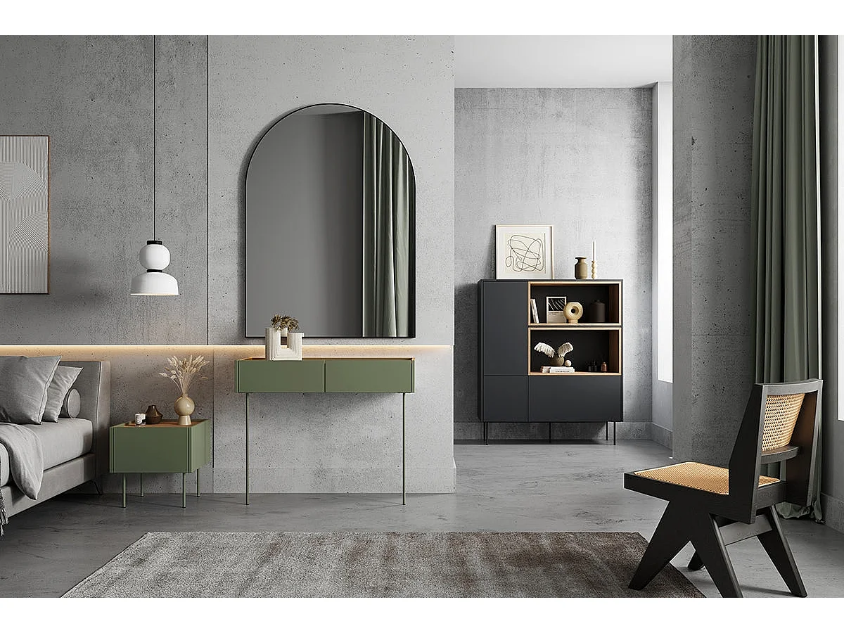 Nachttisch mit 1 Schublade und Metallfuß 45x45 cm