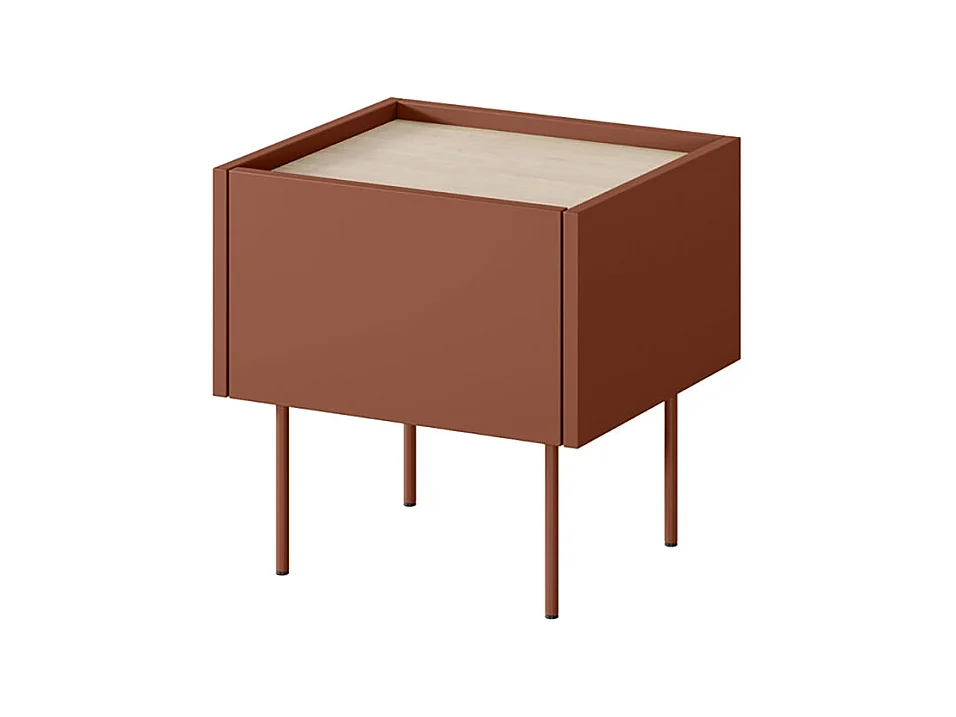 Mesa de cabeceira com 1 gaveta e pé metálico 45x45 cm