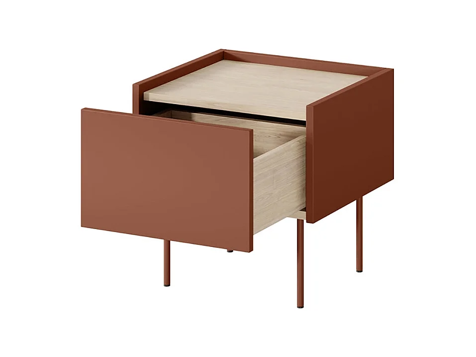 Mesa de cabeceira com 1 gaveta e pé metálico 45x45 cm