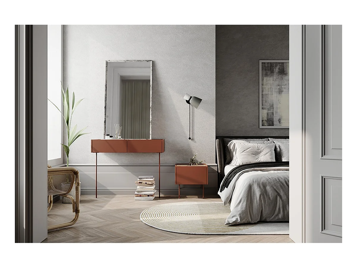 Mesa de cabeceira com 1 gaveta e pé metálico 45x45 cm