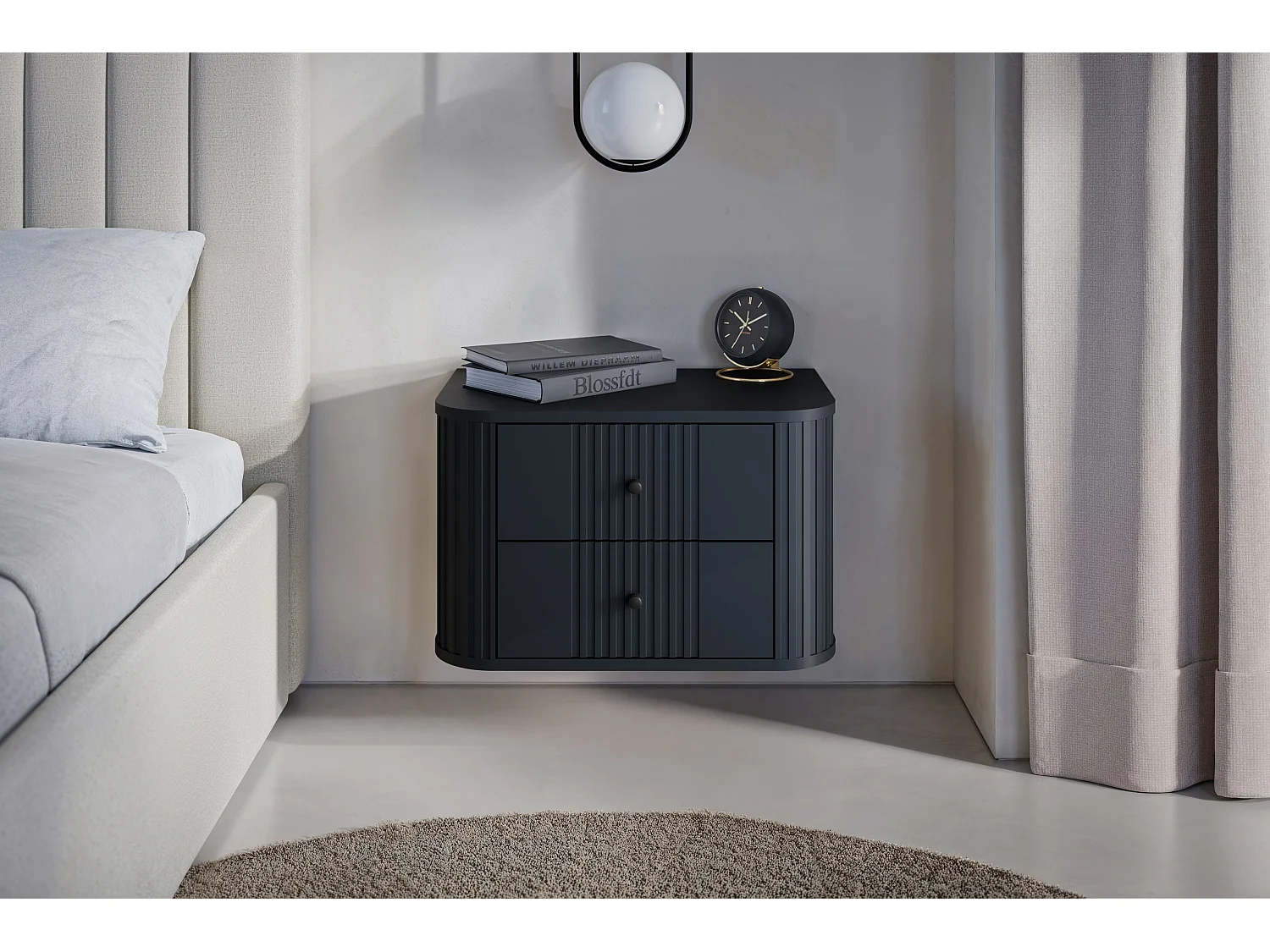 Set mit 2 hängenden Nachttischen, 2 Schubladen, 56 x 36 cm