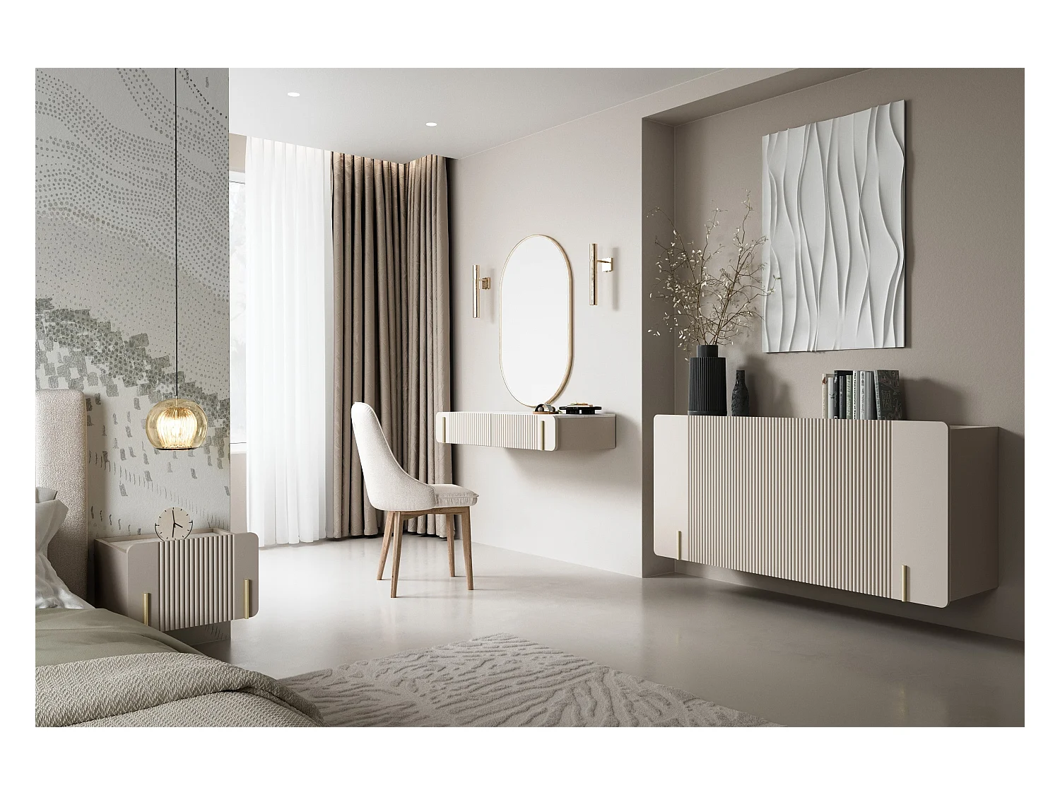 Mesita de noche suspendida 1 cajón cashmere 45x50 cm