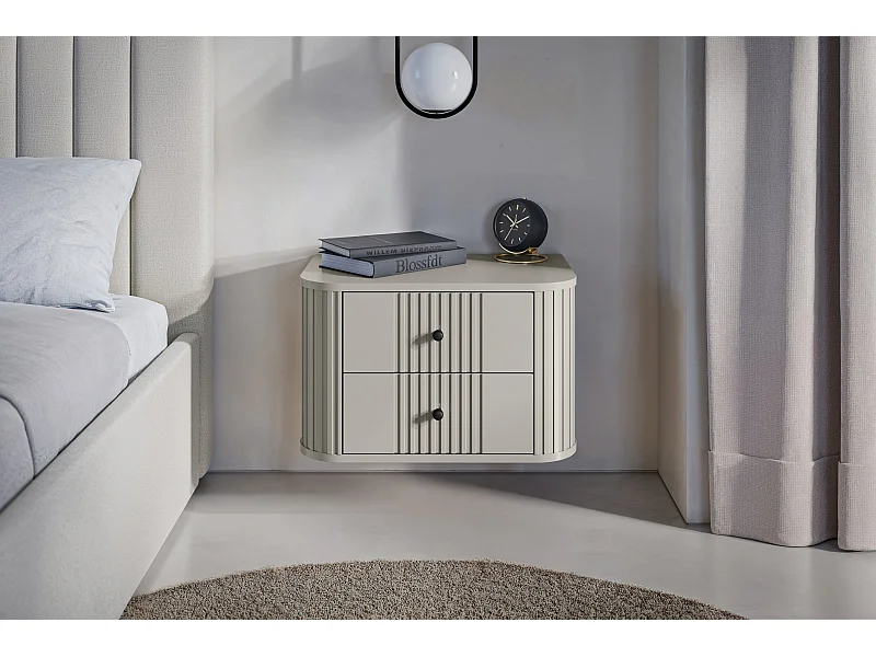 Set di 2 comodini sospesi 2 cassetti 56x36 cm