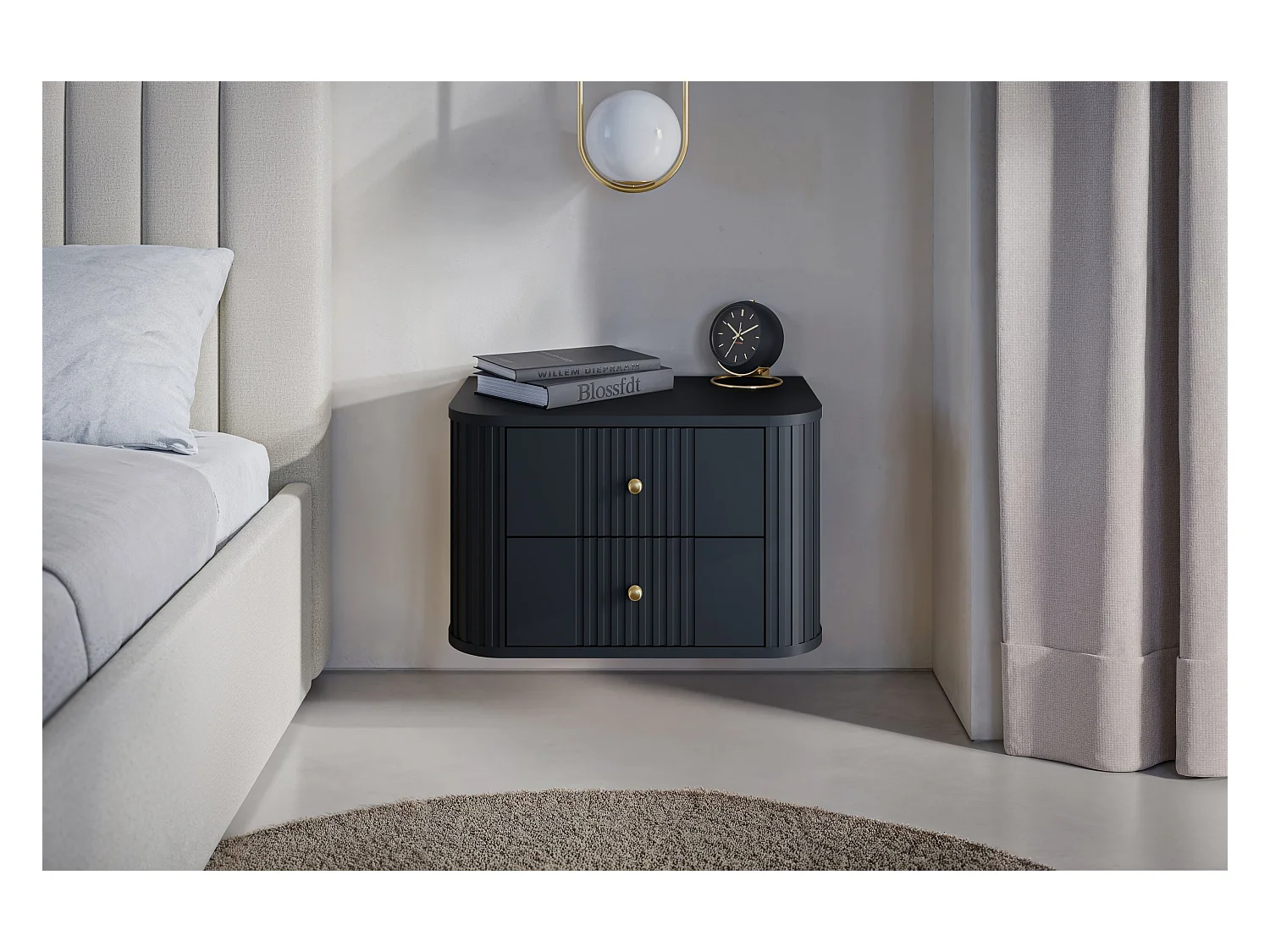 Set mit 2 hängenden Nachttischen, 2 Schubladen, 56 x 36 cm