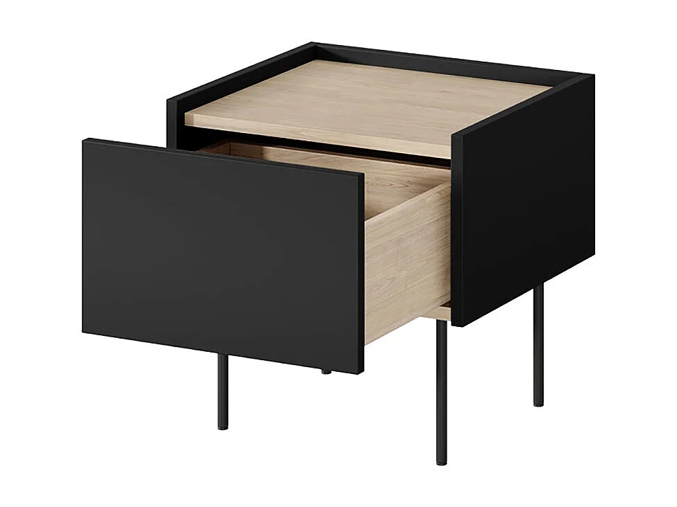 Nachttisch mit 1 Schublade und Metallfuß 45x45 cm