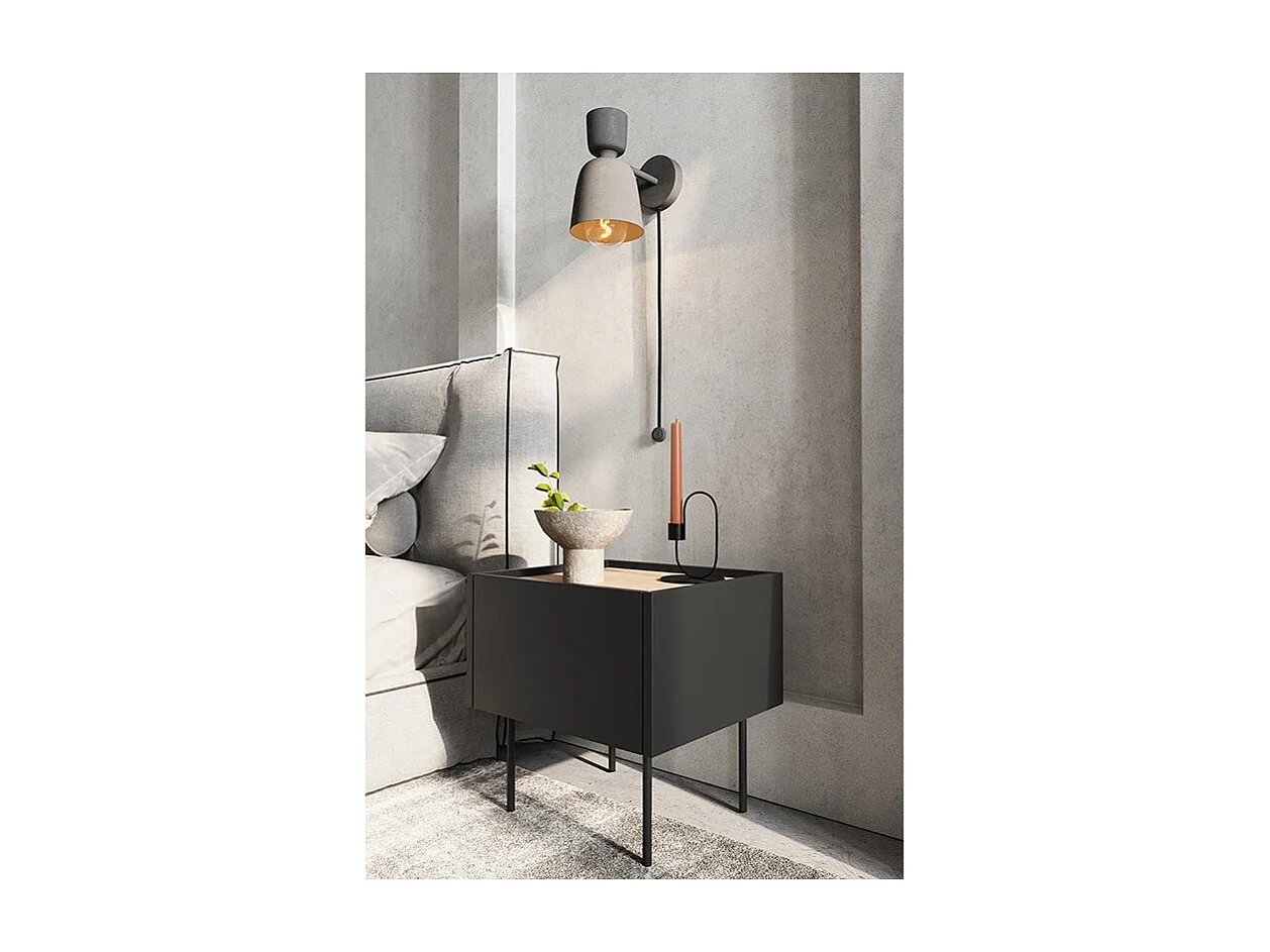 Chevet tafel 1 lade met metalen voet 45x45 cm