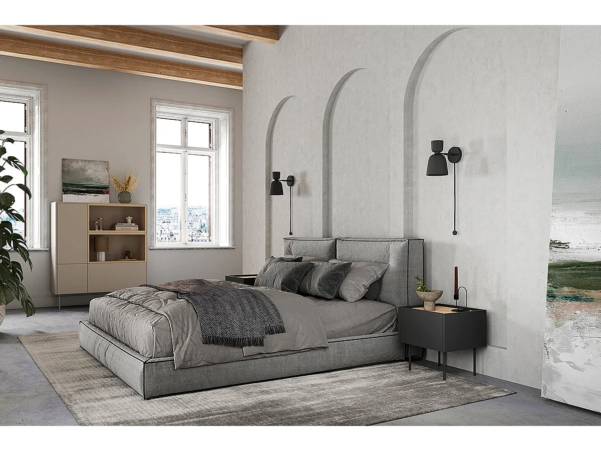 Chevet tafel 1 lade met metalen voet 45x45 cm