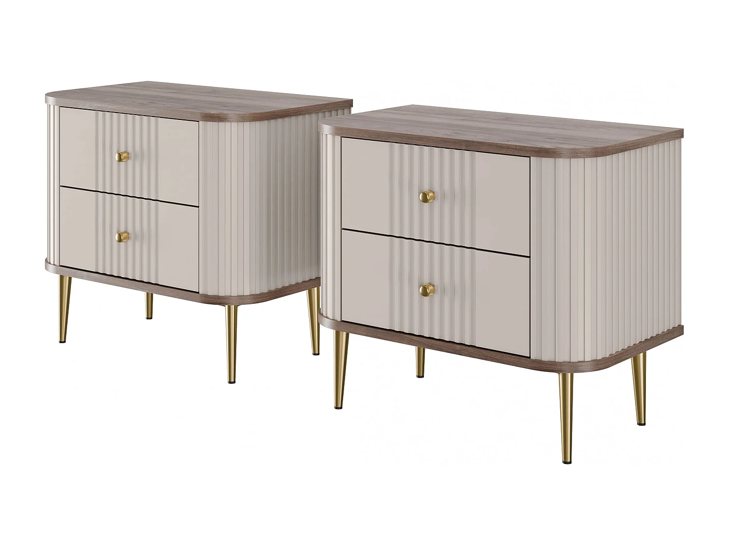 Set mit 2 Nachttischen, 2 Schubladen, 58 x 51 cm