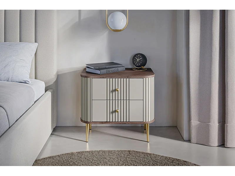 Set mit 2 Nachttischen, 2 Schubladen, 58 x 51 cm