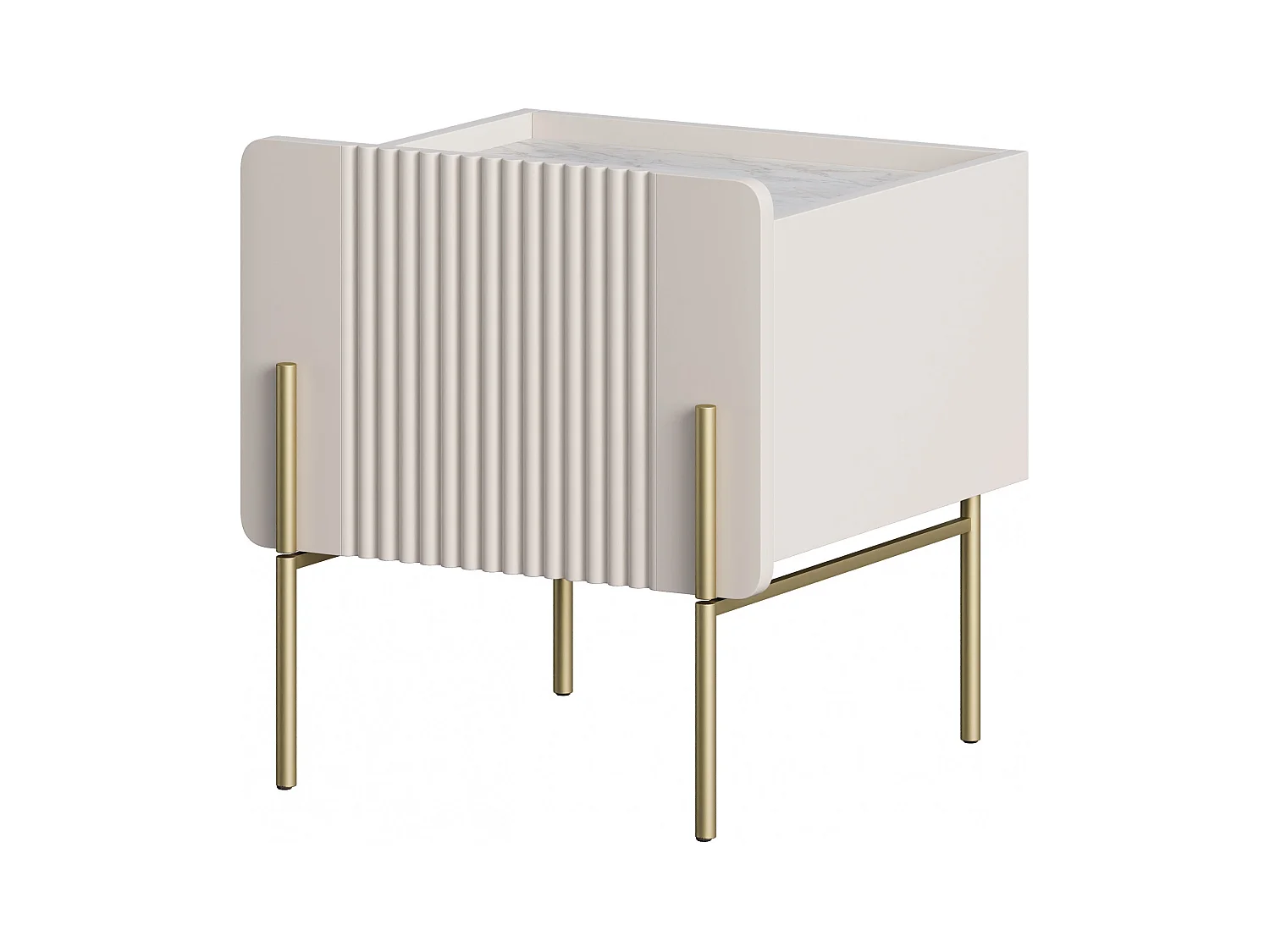 Comodino 1 cassetto con piede in metallo cashmere 45x50 cm