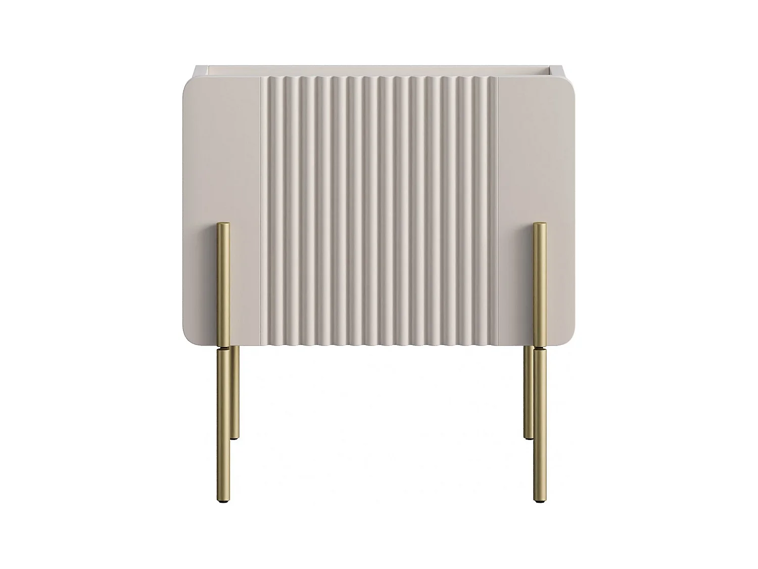 Comodino 1 cassetto con piede in metallo cashmere 45x50 cm