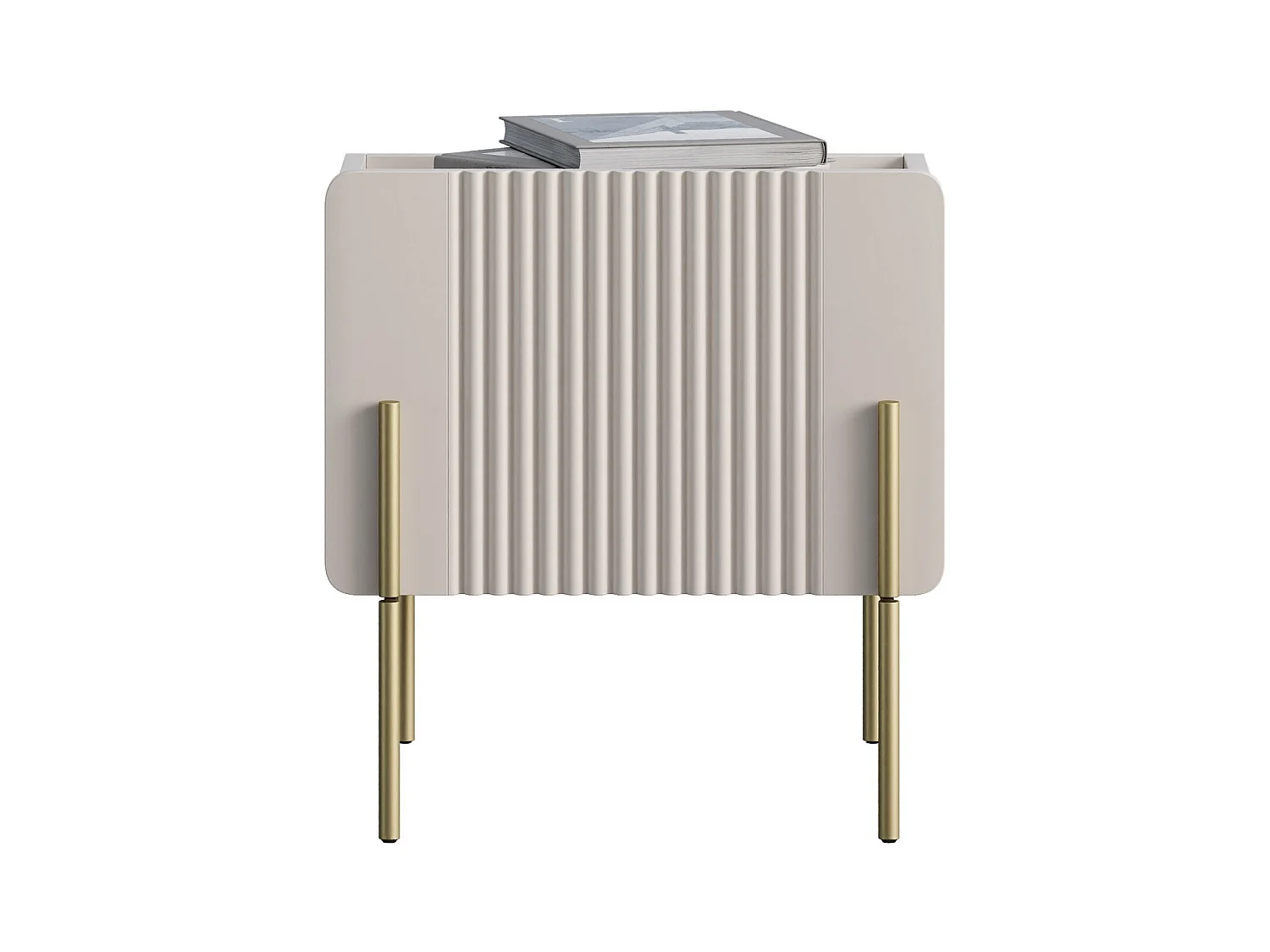 Comodino 1 cassetto con piede in metallo cashmere 45x50 cm