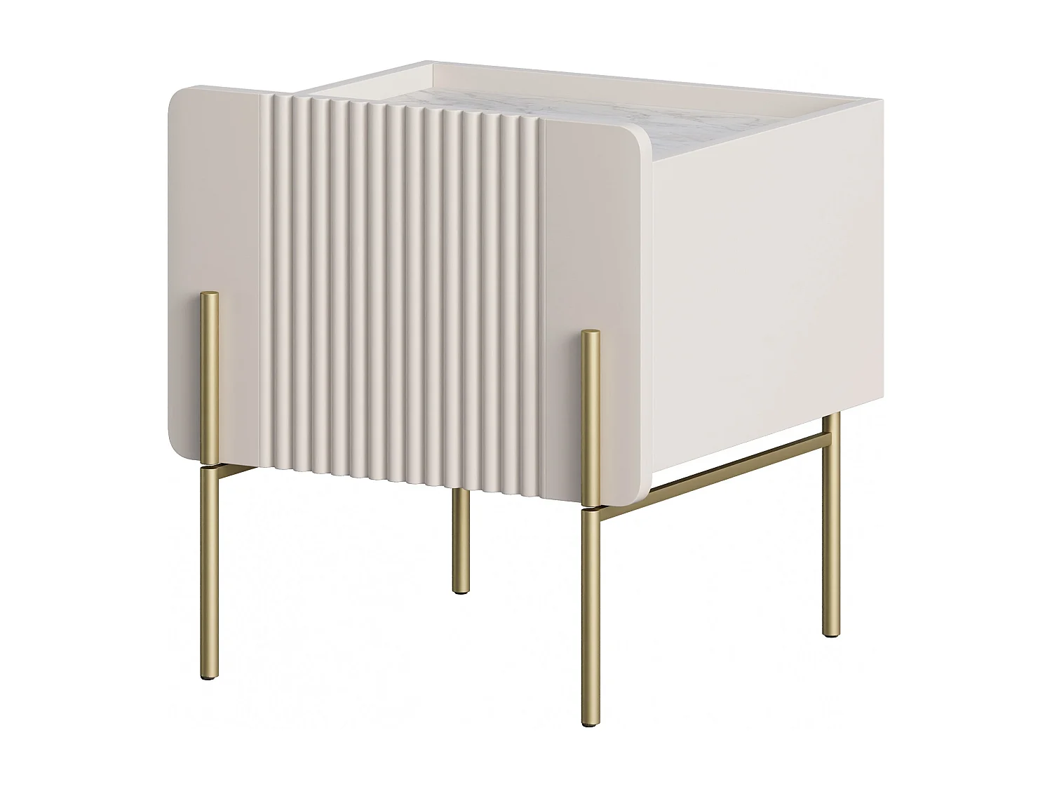 Nachttisch mit 1 Schublade und Fuß aus Kaschmirmetall, 45 x 50 cm