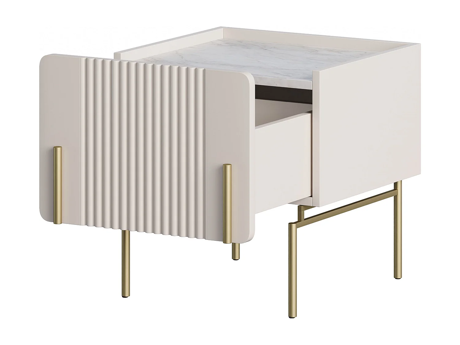 Nachttisch mit 1 Schublade und Fuß aus Kaschmirmetall, 45 x 50 cm