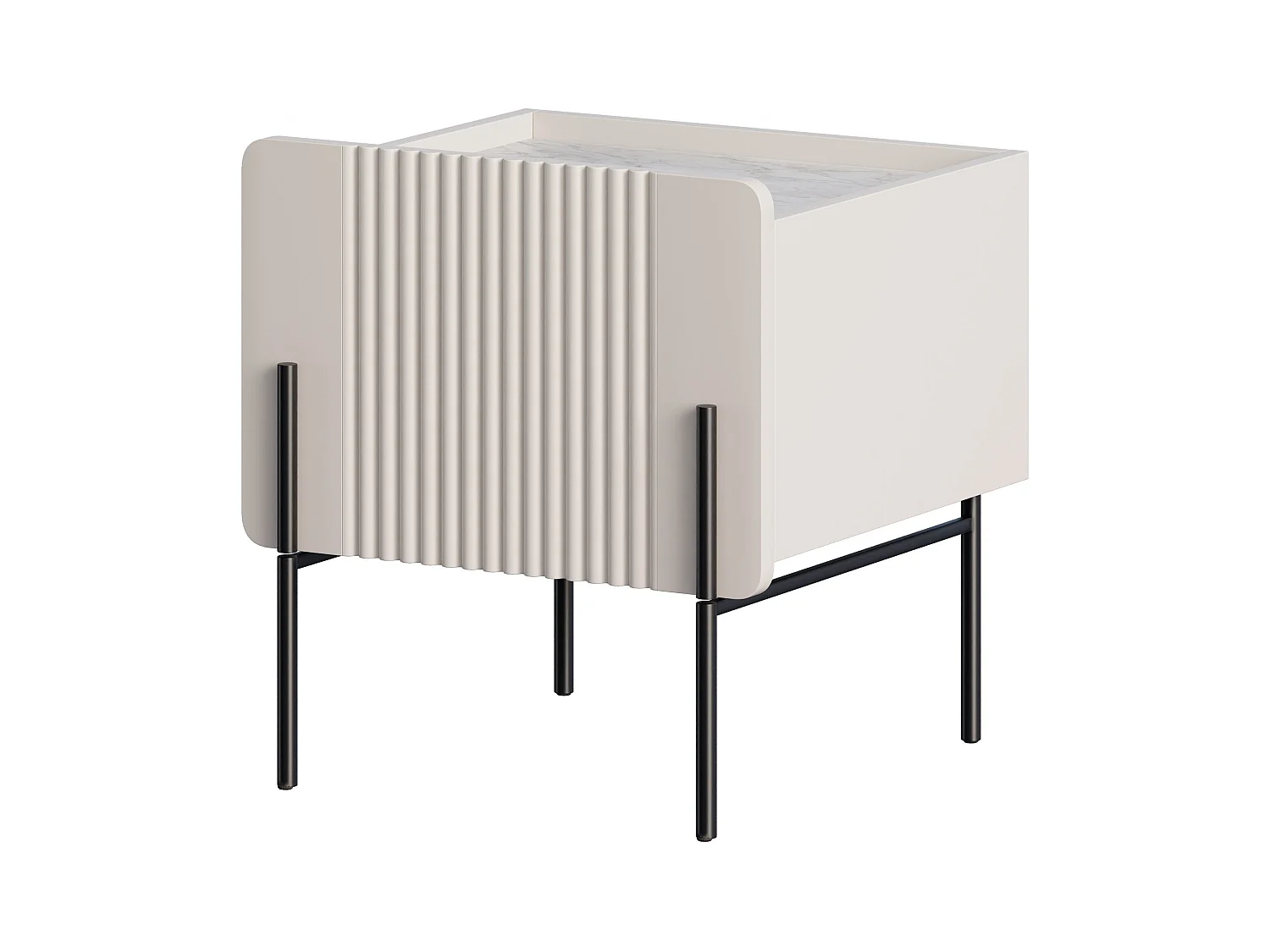 Comodino 1 cassetto con piede in metallo cashmere 45x50 cm