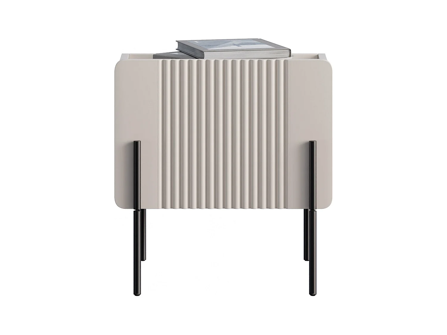 Comodino 1 cassetto con piede in metallo cashmere 45x50 cm