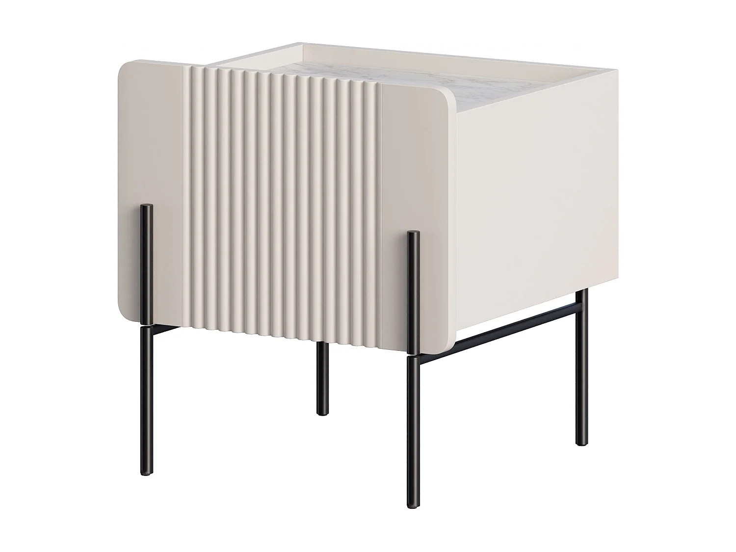 Nachttisch mit 1 Schublade und Fuß aus Kaschmirmetall, 45 x 50 cm