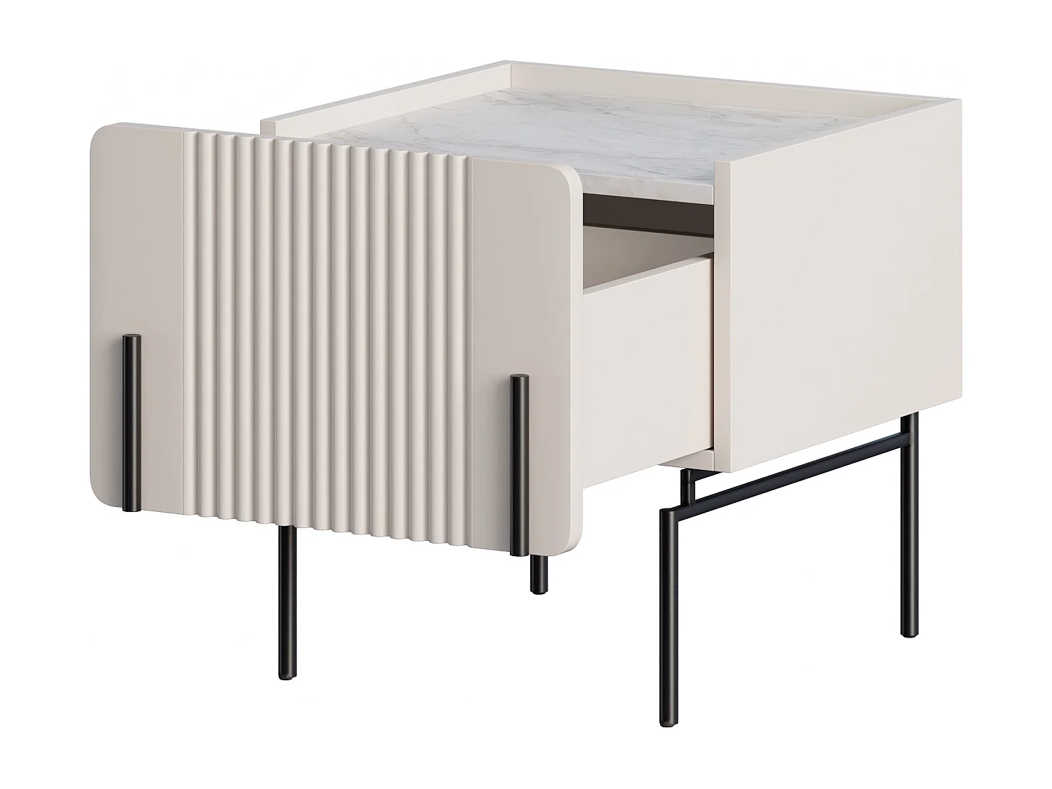 Nachttisch mit 1 Schublade und Fuß aus Kaschmirmetall, 45 x 50 cm