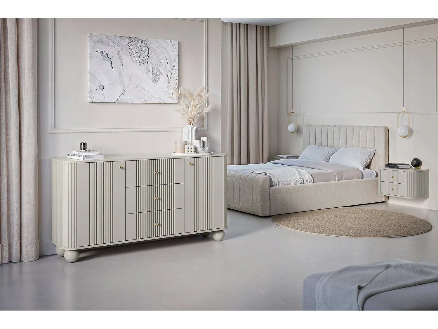 Set mit 2 hängenden Nachttischen, 2 Schubladen, 56 x 36 cm