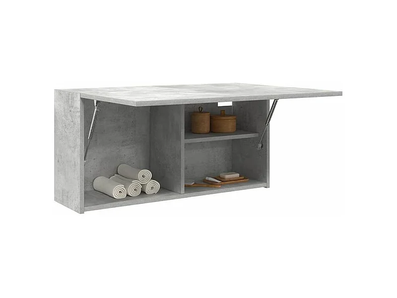 Armoire murale de bain gris béton 80x25x40 bois d'ingénierie