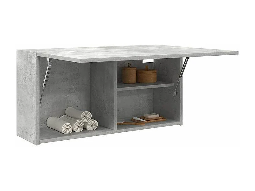 Armoire murale de bain gris béton 80x25x40 bois d'ingénierie