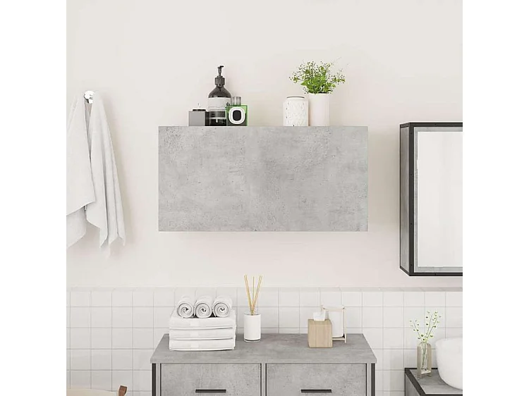 Armoire murale de bain gris béton 80x25x40 bois d'ingénierie