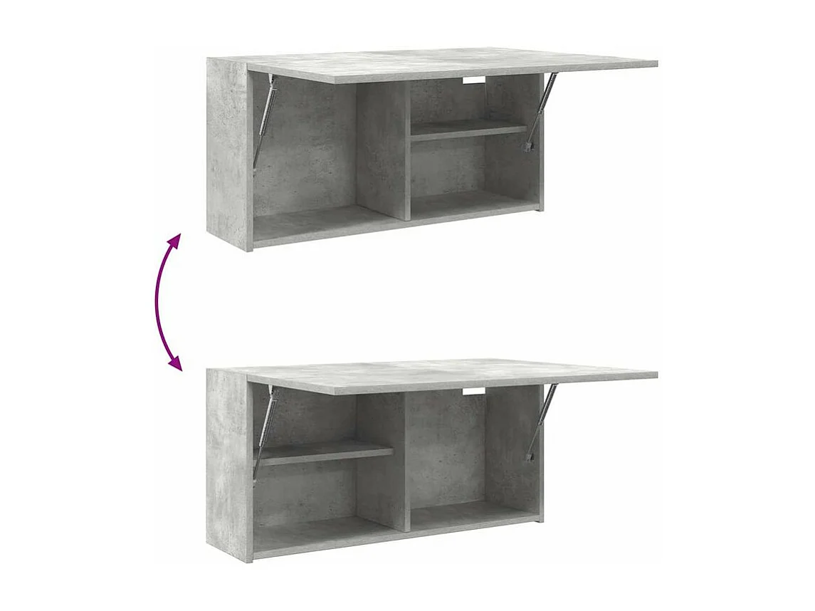 Armoire murale de bain gris béton 80x25x40 bois d'ingénierie