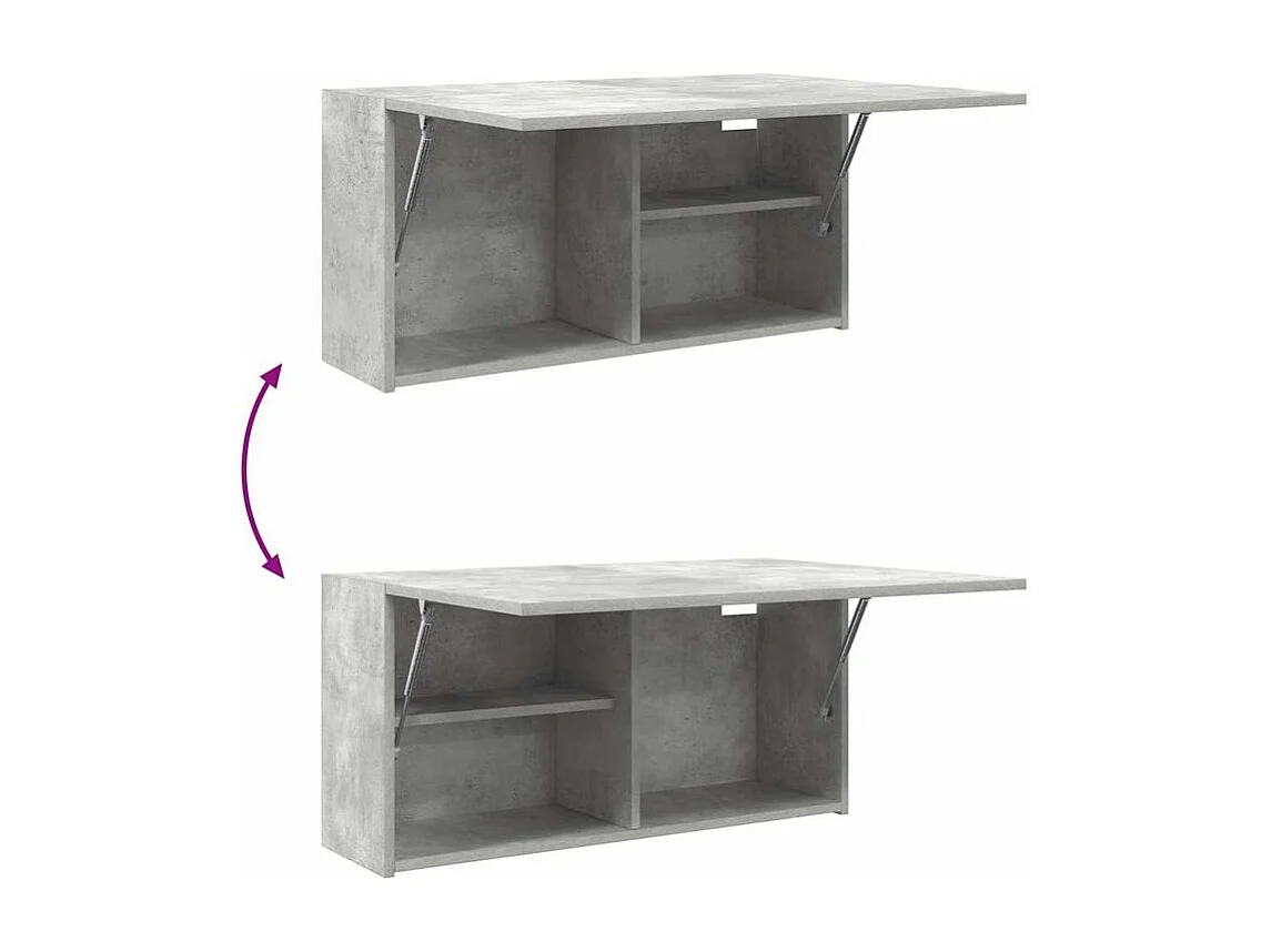 Armoire murale de bain gris béton 80x25x40 bois d'ingénierie