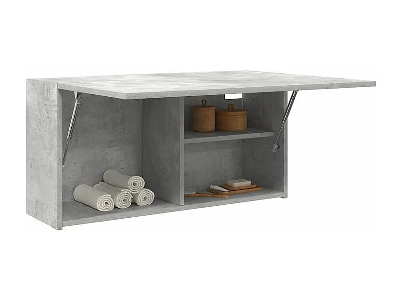 Armoire murale de bain gris béton 80x25x40 bois d'ingénierie