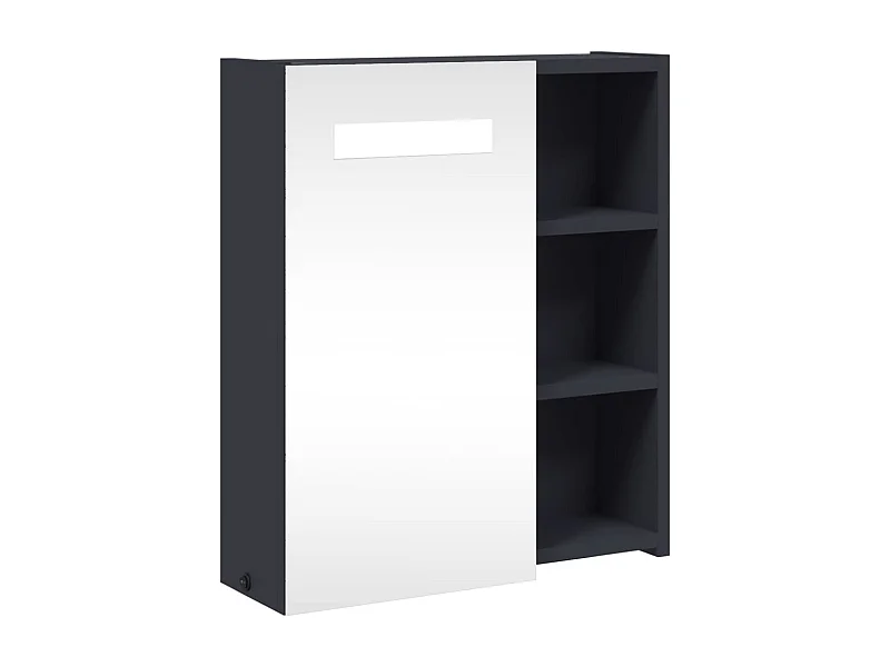 Armoire de salle de bain à miroir avec LED gris 45x13x52
