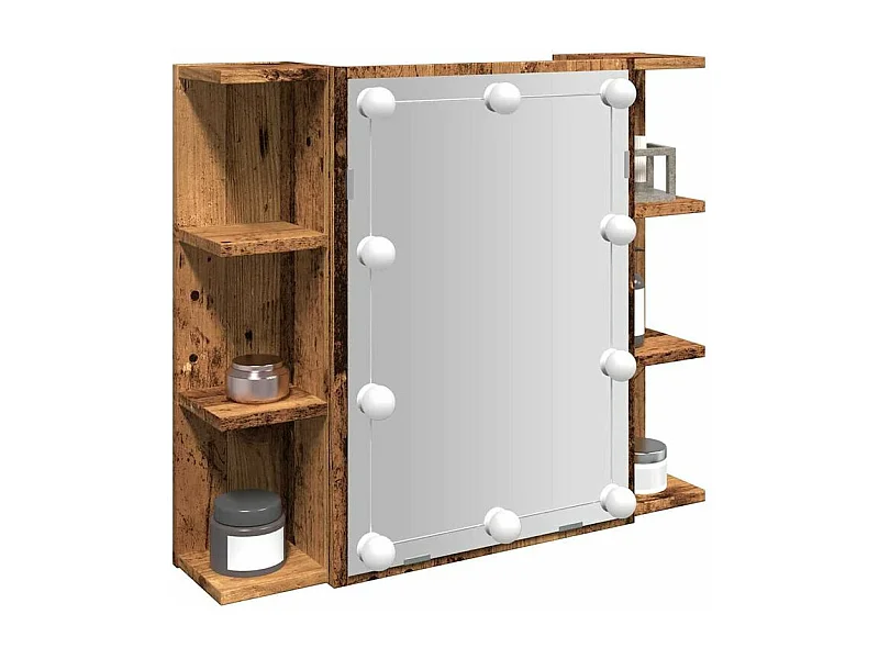 Armoire à miroir avec LED vieux bois 70x16,5x60