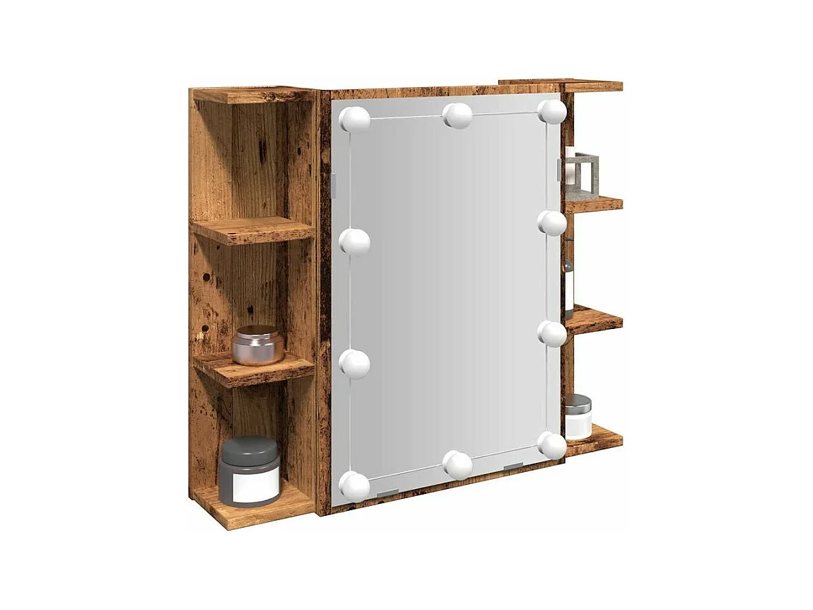 Armoire à miroir avec LED vieux bois 70x16,5x60