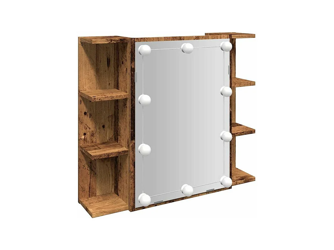 Armoire à miroir avec LED vieux bois 70x16,5x60