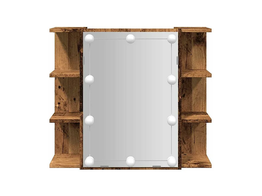 Armoire à miroir avec LED vieux bois 70x16,5x60