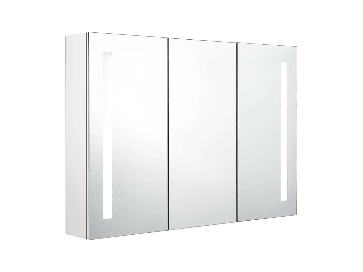 Armoire de salle de bain à miroir LED 89x14x62 Blanc brillant