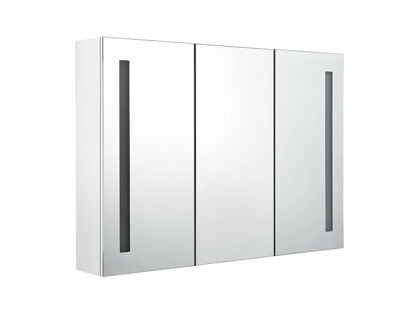 Armoire de salle de bain à miroir LED 89x14x62 Blanc brillant