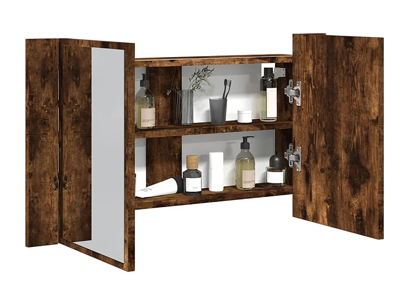 Armoire à miroir à LED de bain chêne fumé 80x12x45 acrylique