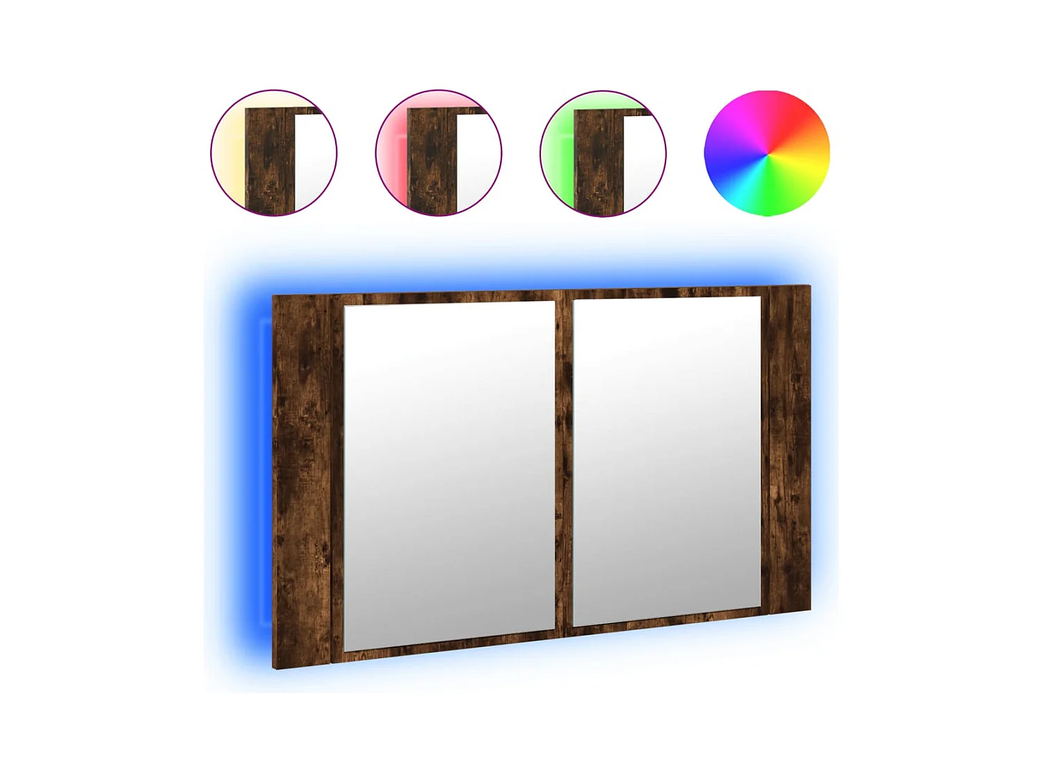 Armoire à miroir à LED de bain chêne fumé 80x12x45 acrylique