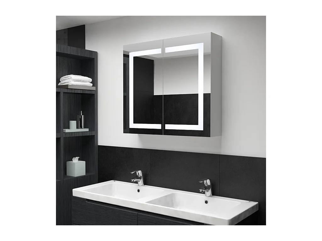 Armoire de salle de bain à miroir LED 80x12,2x68