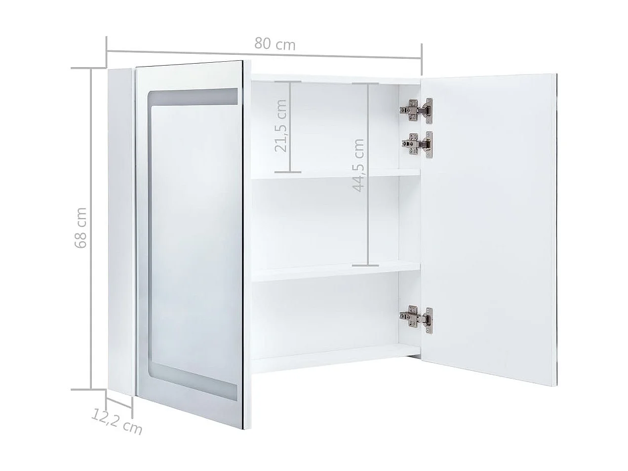 Armoire de salle de bain à miroir LED 80x12,2x68