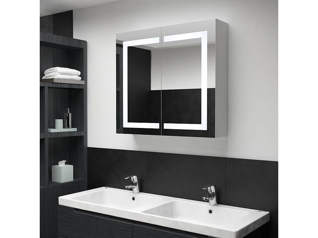 Armoire de salle de bain à miroir LED 80x12,2x68