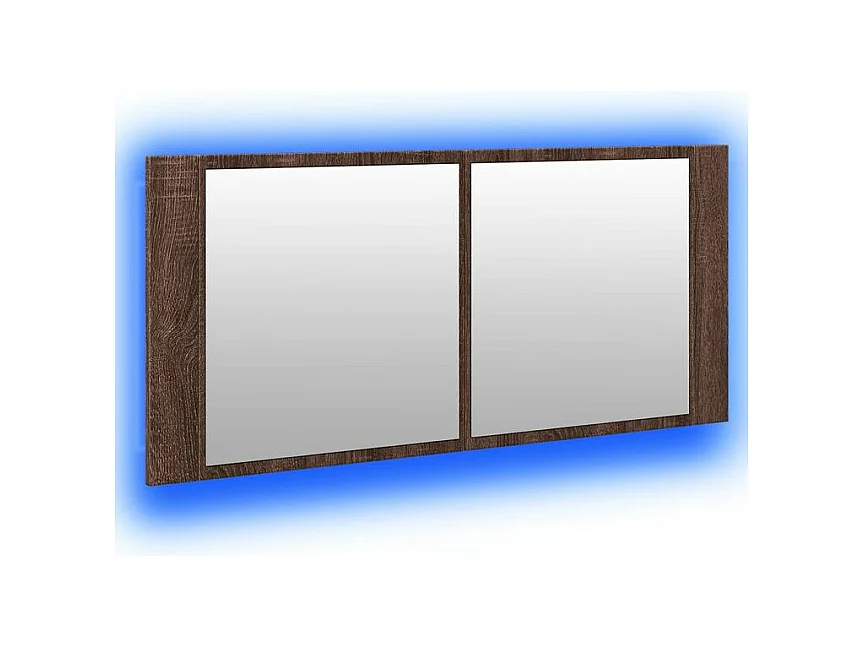 Armoire à miroir à LED de bain chêne marron 100x12x45