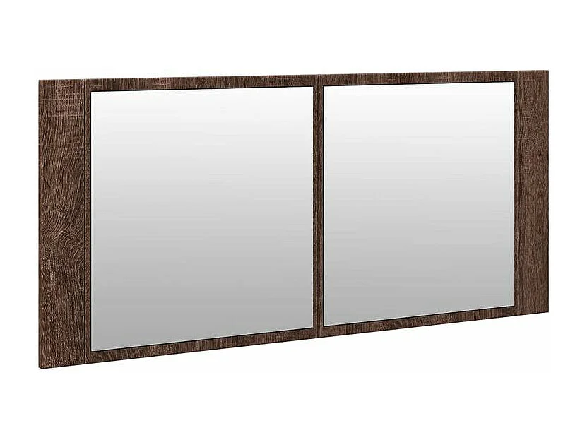 Armoire à miroir à LED de bain chêne marron 100x12x45